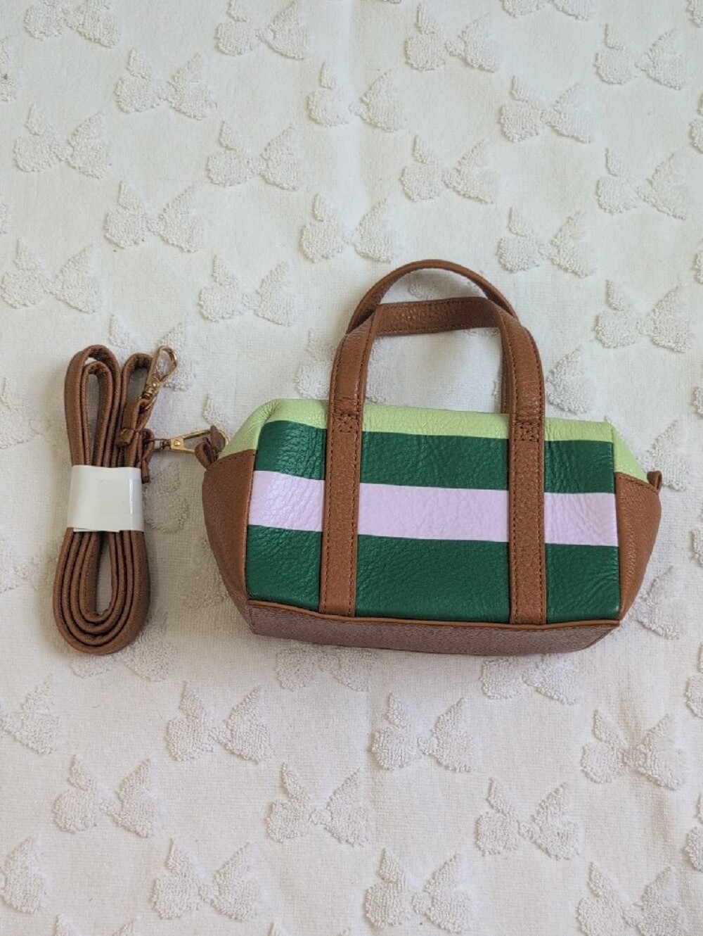 Snoopy Patch Mini Tote in Light Green & Brown - Picture 3 of 6